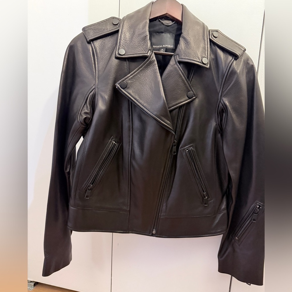 Banana Republic Classic Black Leather Moto Jacket